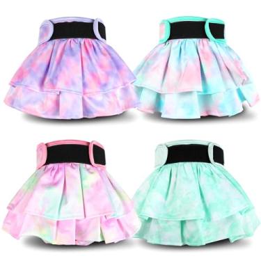 Imagem de Grecle saia lavável de fraldas para cães fêmeas (4 unidades) - fraldas reutilizáveis ​​para cães com botões de pressão ajustáveis, fraldas para cachorrinhos à prova de vazamentos de alta abs