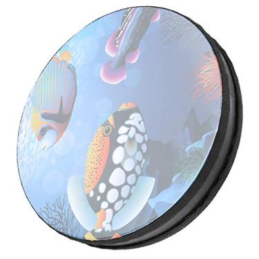 Imagem de RiToEasysports Tambor de Mão de 10 Polegadas, Tambor de Som do Mar, Instrumentos Musicais de Percussão Orff, Brinquedos para Promover a Sensibilidade das Crianças à Música, Madeira, PVC, Pele de