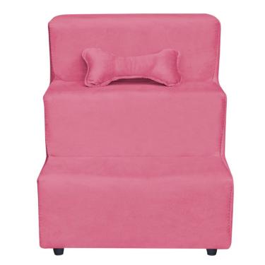 Imagem de Escadinha Pet 3 Degraus Cachorro E Gato Suede Rosa