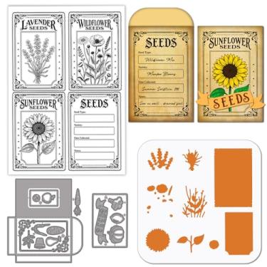 Imagem de GLOBLELAND Pacote vintage de flores de sementes de silicone, transparente, abóbora, legumes, matrizes de corte, molduras, quadros, estêncil, para fazer cartões, faça você mesmo, scrapbook, artesanato