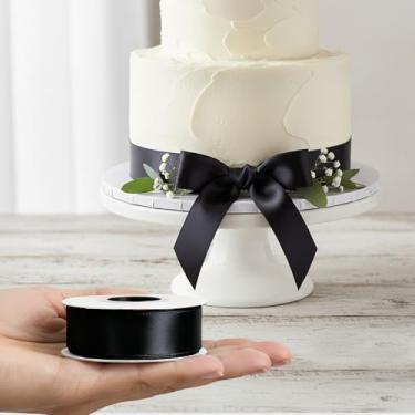 Imagem de Conjunto de fita larga para decoração de casamento para decoração de mesa de recepção de cerimônia para esposa, mãe, 1 peça (preta)