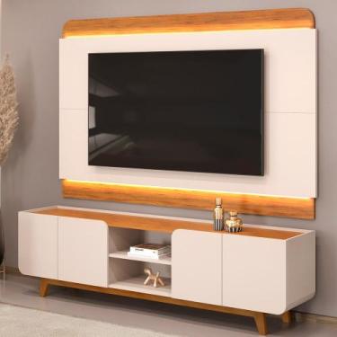 Imagem de Rack Para Sala com Painel Para TV 75 Pol LED Cine D05 Off White Freijó