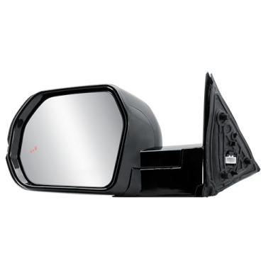 Imagem de Espelho retrovisor de porta do lado esquerdo do motorista aquecido com luz de seta de vidro BLIS e menory Power capa traseira dobrável texturizada preta pintável para Toyota Tundra Sequoia 2022-2025