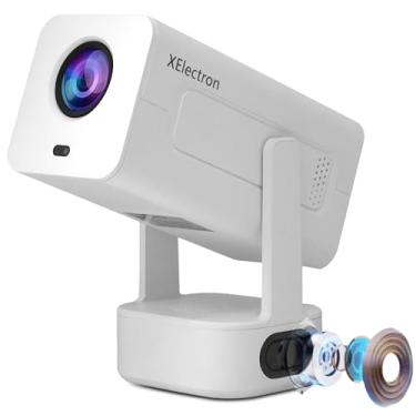 Imagem de XElectron Projetor inteligente Techno Android 13, 2x mais brilhante, 4x mais alto, foco remoto, suporte 1080p e 4K, design rotativo, Keystone automático e 4D com Netflix, Prime, YouTube, etc, WiFi 6 e