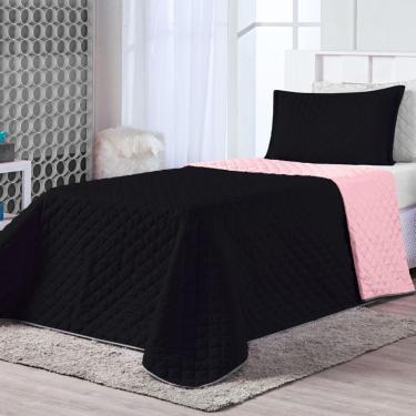 Imagem de Kit Cobre Leito Preto Rosê Solteiro 02 Peças Dupla Face