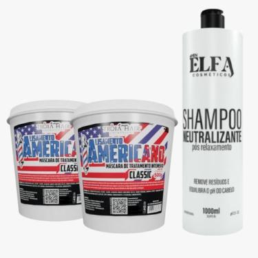Imagem de Kit 2 Alisamento Americano Classic 500g e Shampoo Neutralizante 1L PÓS