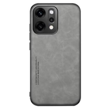 Imagem de HAOMRIYL Capa de couro para Oppo Find X9/X9pro, suporte para sucção magnética montada no carro, capa antiqueda leve e fina fosca com aderência confortável, cinza, X9Pro