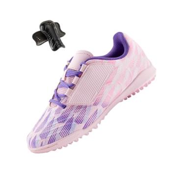 Imagem de PATPAT Chuteiras de futebol para meninos e meninas, chuteiras de futebol para crianças pequenas e grandes, Rosa/roxo, 10 Toddler