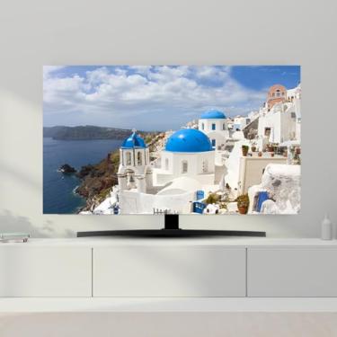 Imagem de Capa de TV para ambientes internos LCD/LED protetor de tela à prova de poeira e sol para tela de computador capa moderna pintura colorida impressa decoração de sala de estar azul-4||49-52 polegadas
