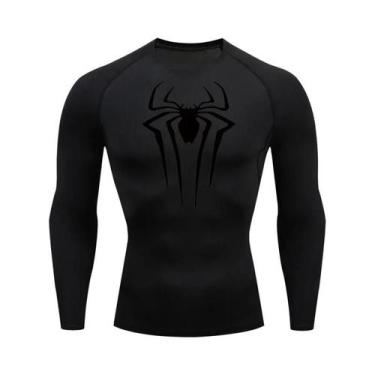 Imagem de Camiseta De Compressão De Manga Longa Com Estampa De Aranha Para Homen