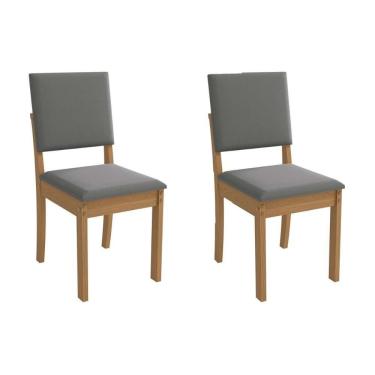 Imagem de Cadeira Sala De Jantar Luna 2cad160 Madeirado Kit 2 Un Canela/suede Cinza - Kappesberg