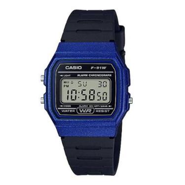 Imagem de Relógio feminino casio digital f-91wm-2adf azul/preto