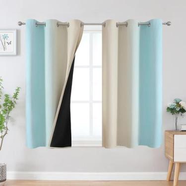Imagem de Cortinas Blackout Estelar Textiler Bege/Aqua Ombre 137x137cm