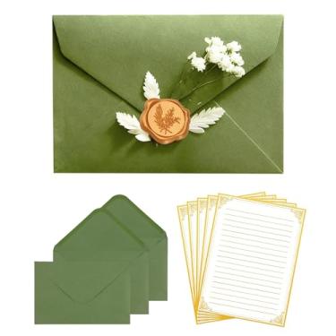 Imagem de Conjunto de 60 pacotes de papel de papelaria forrado (30 folhas de escrita + 15 envelopes), 15 adesivos de lacre de cera, kit de papel de papelaria vintage, 14 x 21 cm para cartas de amor e convites