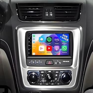 Imagem de CarPlay Android Auto Audio – Receptor multimídia estéreo para carro Android 14.0 Double Din com tela sensível ao toque de 17 cm com GPS Bluetooth e câmera de backup para Traverse 2013-2017, 4 + 64 G