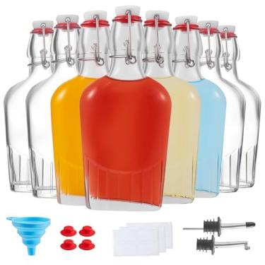 Imagem de keigocare Garrafa de cerveja quadrada de 227 g, 8 peças, garrafas de kombucha de vidro com rolhas para preparação, bebidas, vitaminas, kefi, cerveja, refrigerante, suco, kombucha, óleo, água, leite