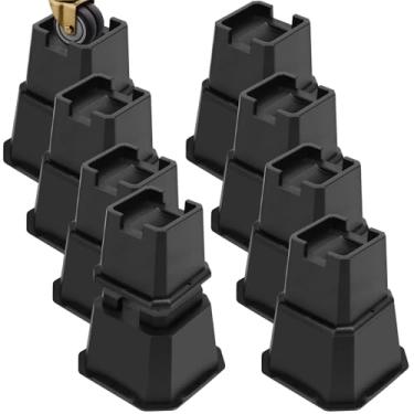 Imagem de MCXYEM Elevação ajustável para móveis de cama elevações em alturas elevações resistentes para postes e rodas de móveis sofá-cama mesa de sofá (preto pacote com 8, 7 polegadas)