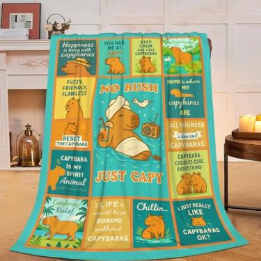 Imagem de Cobertor de capivara fofo presentes de capivara para mulheres e meninas cobertor de lã felpudo macio flanela capibaras roupa de cama quente de pelúcia para crianças adultos 102 x 127 cm