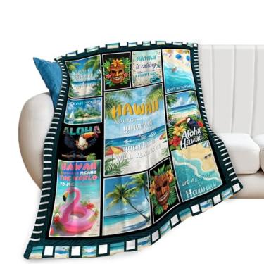 Imagem de Cobertor de praia, cobertor Havaí, presentes de praia, cobertores de verão, flanela de lã de pelúcia para mulheres, homens, meninos, meninas, adultos, roupa de cama macia para sofá-cama, escritório