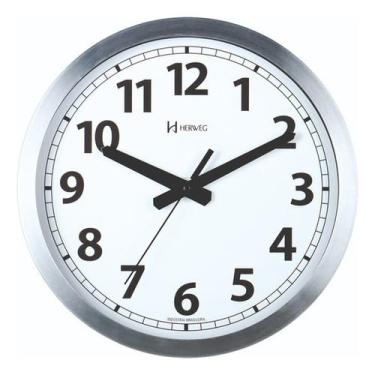 Imagem de Relógio Silencioso Parede 30cm Aluminio Herweg 6711s