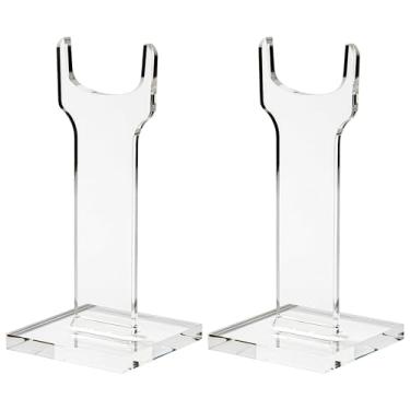 Imagem de LUMINFLY Suportes transparentes para armas de fogo acrílico transparente, 2 peças de exibição de rifle, base quadrada estável segura rifles colecionáveis ângulo reto
