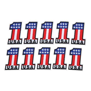 Imagem de Ferro em remendos número 1 design material de algodão premium fácil de aplicar ferro durável em remendos para sacos de jeans chapéus conjunto de 10 peças