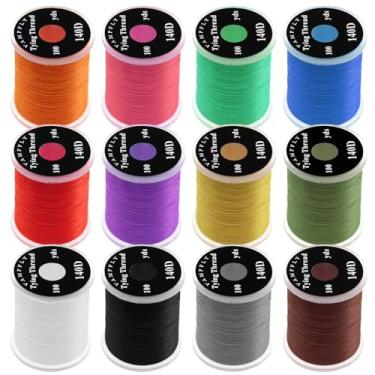 Imagem de LUMINFLY Kit de rosca para amarrar moscas, 12 peças de fios 140D não encerados para amarrar moscas, para ganchos 6#-10#, compatível com bobinas padrão