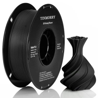Imagem de TINMORRY Filamento PLA fosco de 1,75 mm, filamento de impressora 3D de superfície fosca, compatível com impressoras 3D Bambu Lab FDM, carretel de 1 kg (1 kg), preto fosco