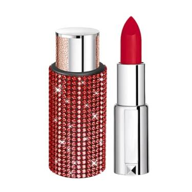 Imagem de Lyxheth Suporte de batom vertical para carro, suporte de brilho labial para carro, com strass cintilante, isolante para interior automotivo, acessórios automotivos, suporte de batom de carro brilhante