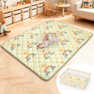 Imagem de Deeteck Tapete para cercadinho de 188 cm x 127 cm - Tapetes de brincar de bebê espessos e macios para o chão - Tapetes de espuma para bebês e crianças pequenas - Tapete dobrável e lavável para