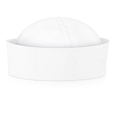 Imagem de Chapéu de marinheiro branco, chapéu de marinheiro para adultos, chapéus náuticos, bonés de navio de iate, boné de capitão, boné de marinheiro, para homens e mulheres, acessórios de fantasia náutica
