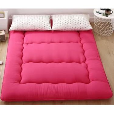 Imagem de BEYTLYE Colchão de chão futon japonês almofada de dormir dobrável, tapete de tatame portátil para acampamento, vermelho, solteiro (203 x 91 cm)