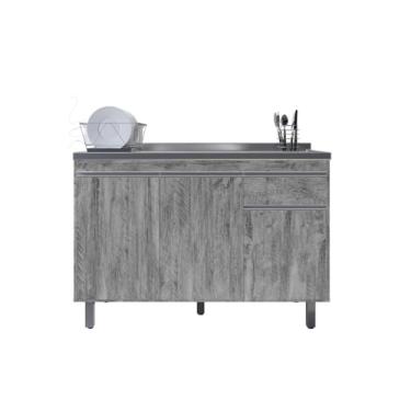 Imagem de Balcão Gabinete de Pia Pop 120cm Rústico S/Tampo 3 Portas 1 Gaveta