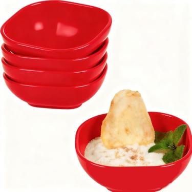 Imagem de ZQtyf Tigelas de mergulho, tigelas de palha de trigo, conjunto de copos inquebráveis de 142-127 g para acompanhamento, ketchup, soja, churrasco, sobremesa, sushi, festa, condimentos (vermelho)