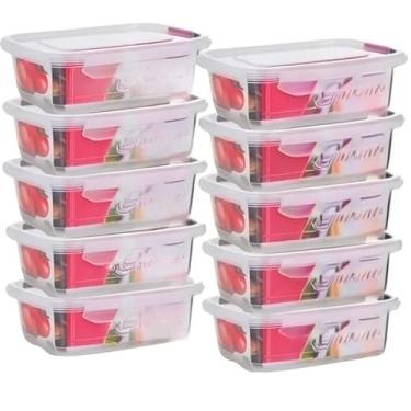Imagem de Kit 10 Potes Hermeticos Plasticos para Marmitas Fitness e Mantimentos, 800ml, Transparentes, Com Travas Laterais(10 POTES 800ML)