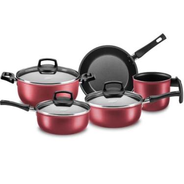 Imagem de Conjunto de Panelas Antiaderente Safira Cristal 5 Peças Cereja MTA - 5673