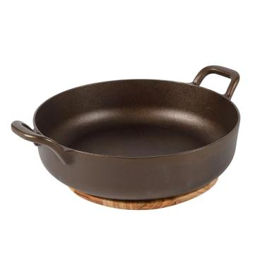 Imagem de Bloomhouse - Duas vezes Oprah's Favorite Things Winner - Acabamento em bronze natural 33 cm Forma redonda de ferro fundido para uso diário - Superfície tratada com azeite de oliva com duas alças de