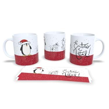 Imagem de Caneca de Cerâmica Natalina, Branca, 325ml, Design de Gatos com Gorro de Natal, Decorativa de Natal (3)
