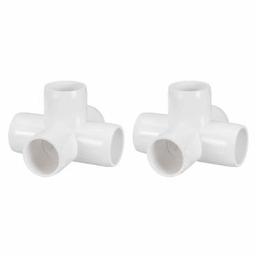 Imagem de Kozelo Pacote com 2 encaixes de tubulação de cotovelo de PVC SCH40 de 3/10.2 cm, encaixe cruzado de saída lateral de canto de cotovelo de PVC de 5 vias, conectores de tubo de grau de móveis para