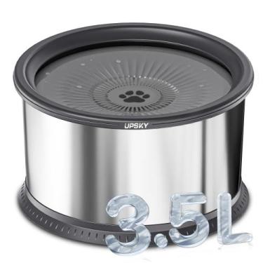 Imagem de Taça de água para cães UPSKY 3.5L em aço inoxidável à prova de derrama