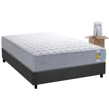 Imagem de Conjunto Box Casal: Colchão Molas Herval Ensacadas Bumpcore + Base Crc Suede Gray (138x188)