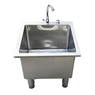 Imagem de TRGCJGH Lavatório de esfregão de piso comercial, pia comercial autônoma, lavatório de lavatório de lavanderia de aço inoxidável para cozinha/restaurante/garagens (60 x 40 x 50 cm/23,6 x 15,7 x 19,6