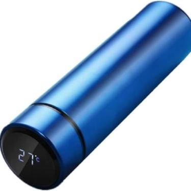 Imagem de Garrafa Térmica Inox com Display LED - Sensor de Temperatura Digital, Cor Azul