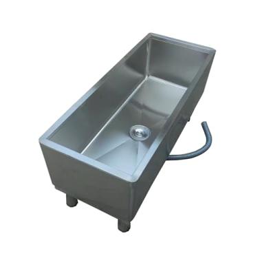 Imagem de TRGCJGH Lavatório de esfregão de piso comercial, lavatório de pia de lavanderia de aço inoxidável, para lavanderia, garagem, porão, jardim (120 x 41 x 50 cm (47,2 x 16,1 x 19,6 polegadas))