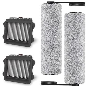 Imagem de Peças de reposição escova rolo para aspirador chão Tineco Floor One S5 Combo náilon microfibra premium captura comida cabelo sujeira cascas animais estimação fácil limpar e reutilizável compatível com