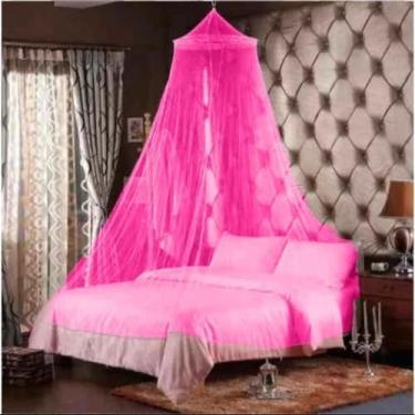 Imagem de Mosquiteiro Teto Casal/Queen com Elástico – Renda Filo, Proteção Contra Mosquitos e Insetos(ROSA)