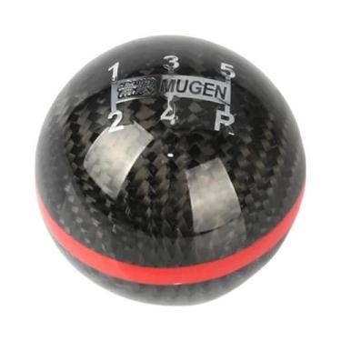 Imagem de Manopla De Câmbio Em Fibra De Carbono Preto Com Linha Vermelha Para Ho