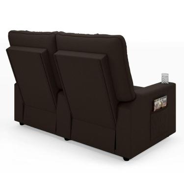 Imagem de Poltrona Reclinável Para Cinema Parma 2 Lugares Baú Usb Pu Marrom Fh1 - D'rossi