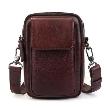 Imagem de Zhuoliang Bolsa tiracolo de couro pequena para mulheres bolsa de viagem para celular bolsa carteiro carteira clutch, Coffee-9045