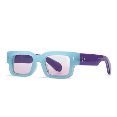 Imagem de Óculos de Sol Rivets Masculino Punk UV400 Feminino Bicolor para Esportes ao Ar Livre, Corrida e Ciclismo, Azul, Roxo e Rosa